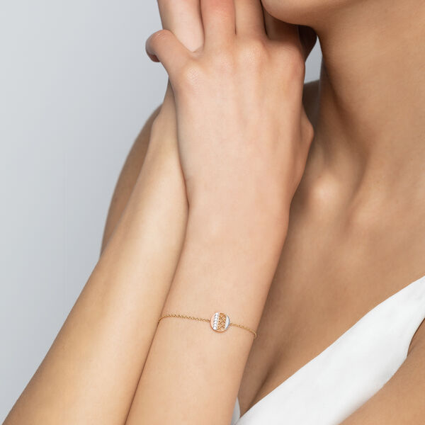 Diamond Circle Bracelet, Tri-Gold